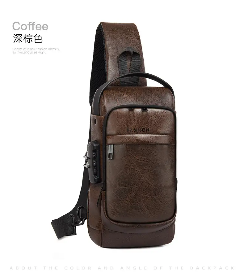 Men's Password Lock Chest Bag with USB Charging — feature 27
