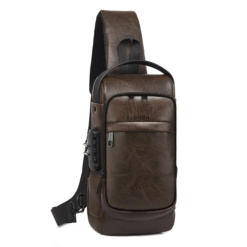 Men's Password Lock Chest Bag with USB Charging - Image 2