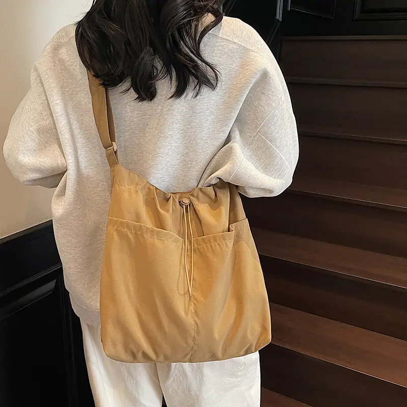 Pink Drawstring Shoulder Bag for Women - Image 9