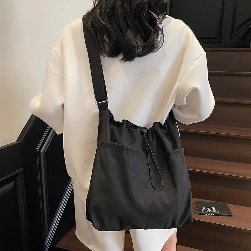 Pink Drawstring Shoulder Bag for Women - Image 10