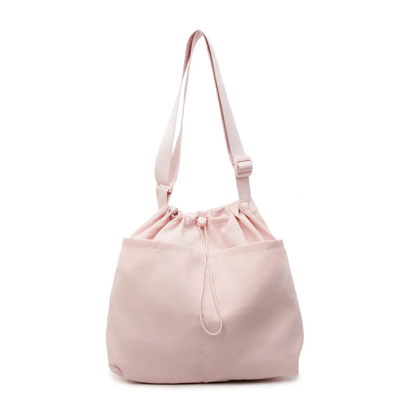 Pink Drawstring Shoulder Bag for Women - Image 11