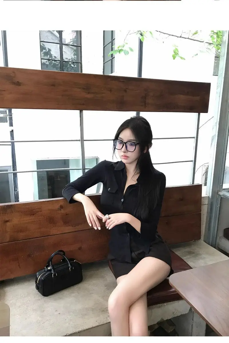 Elegant Pure Style Sexy Lapel Long-sleeved Shirt Women's Spring and Summer Slim-fit Tight Waist Shirt White Cardigan Top Cross-border — feature 16