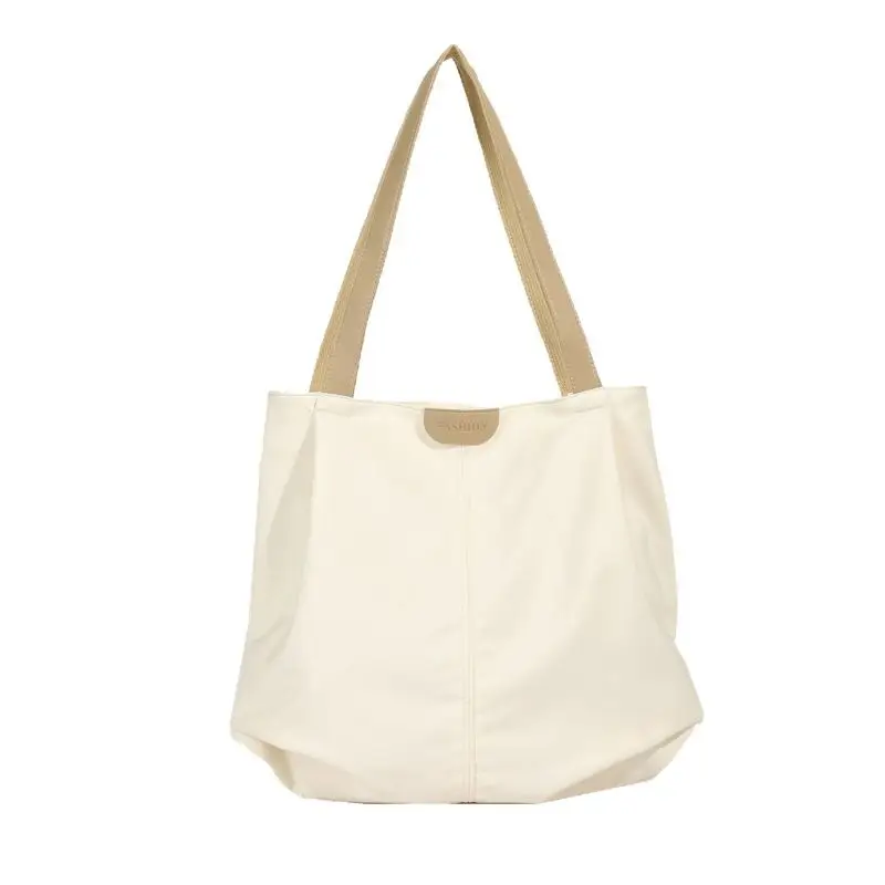 Casual Large Capacity Tote Bag Black White Beige - Image 8
