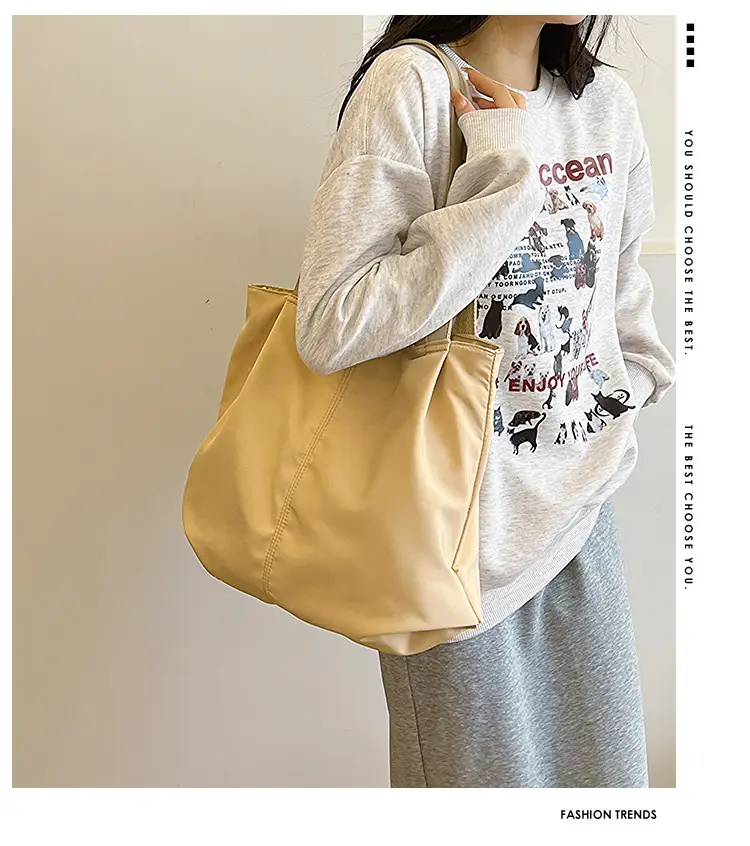 Casual Large Capacity Tote Bag Black White Beige — feature 1