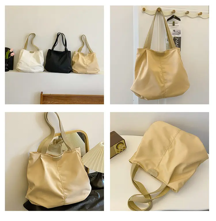 Casual Large Capacity Tote Bag Black White Beige — feature 7