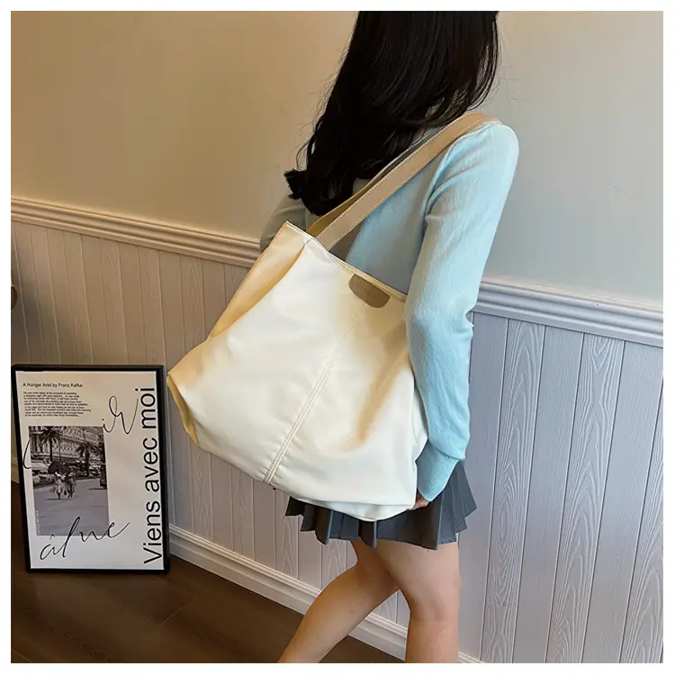 Casual Large Capacity Tote Bag Black White Beige — feature 8