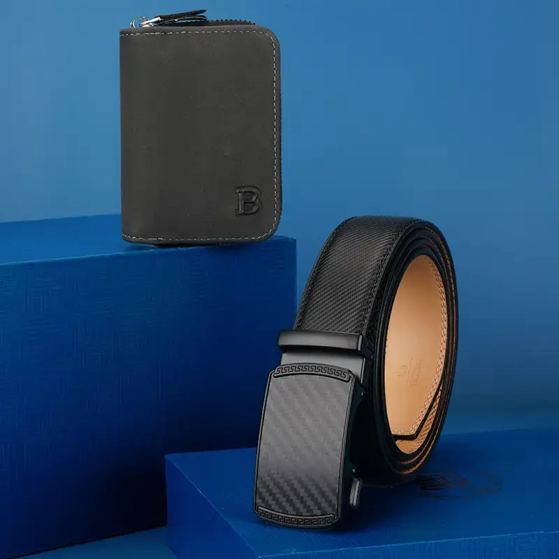 Men's Leather Belt Wallet Set with Automatic Buckle Belt - Image 4