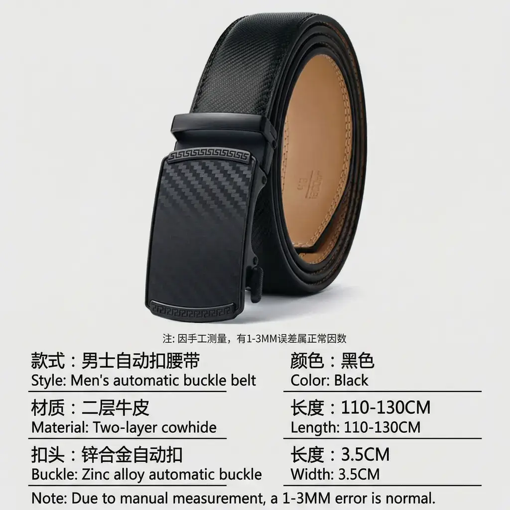 Men's Leather Belt Wallet Set with Automatic Buckle Belt — feature 14