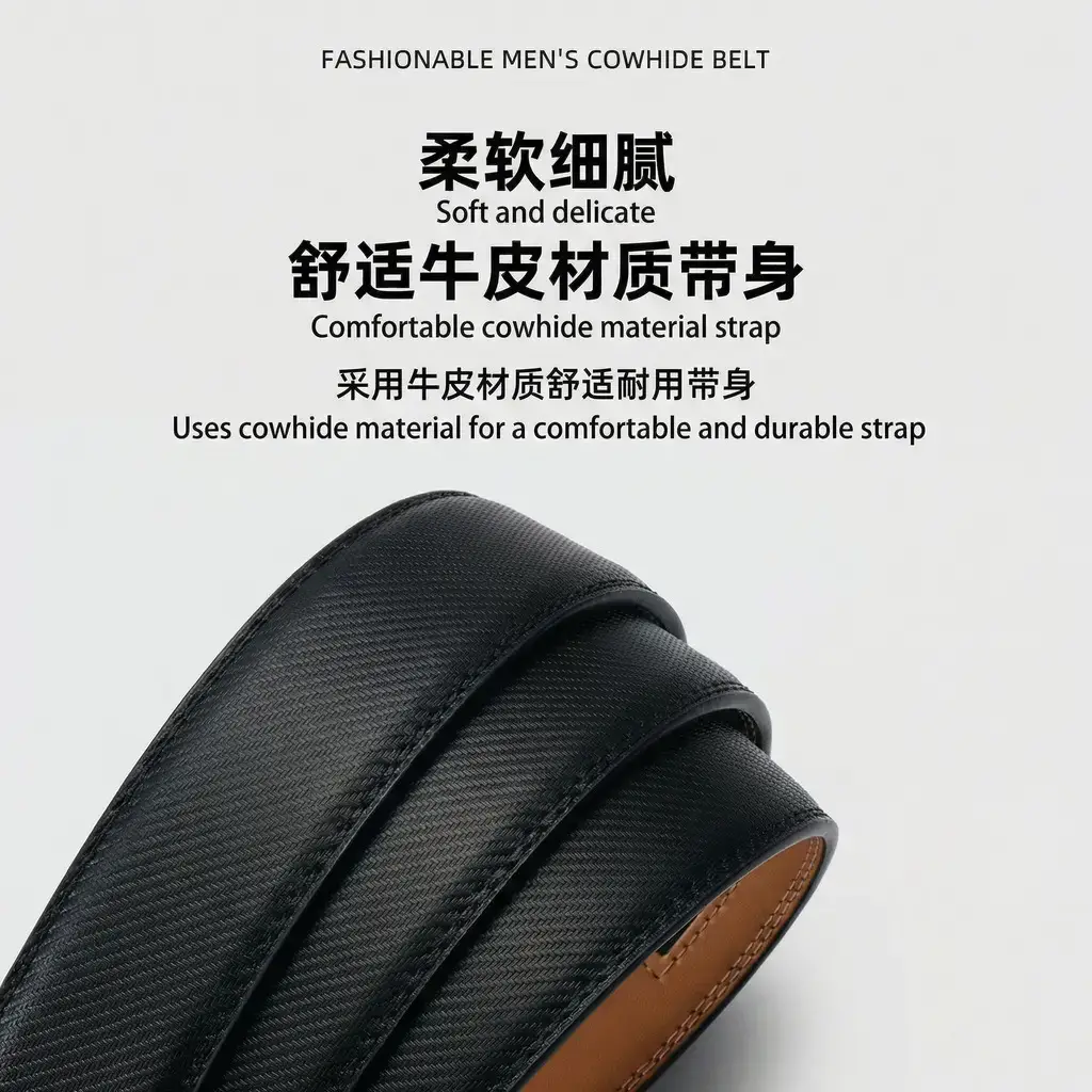 Men's Leather Belt Wallet Set with Automatic Buckle Belt — feature 9