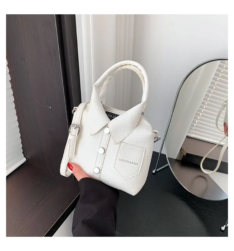 Pink Women's Shoulder Crossbody Bag with Pearl Button — feature 30