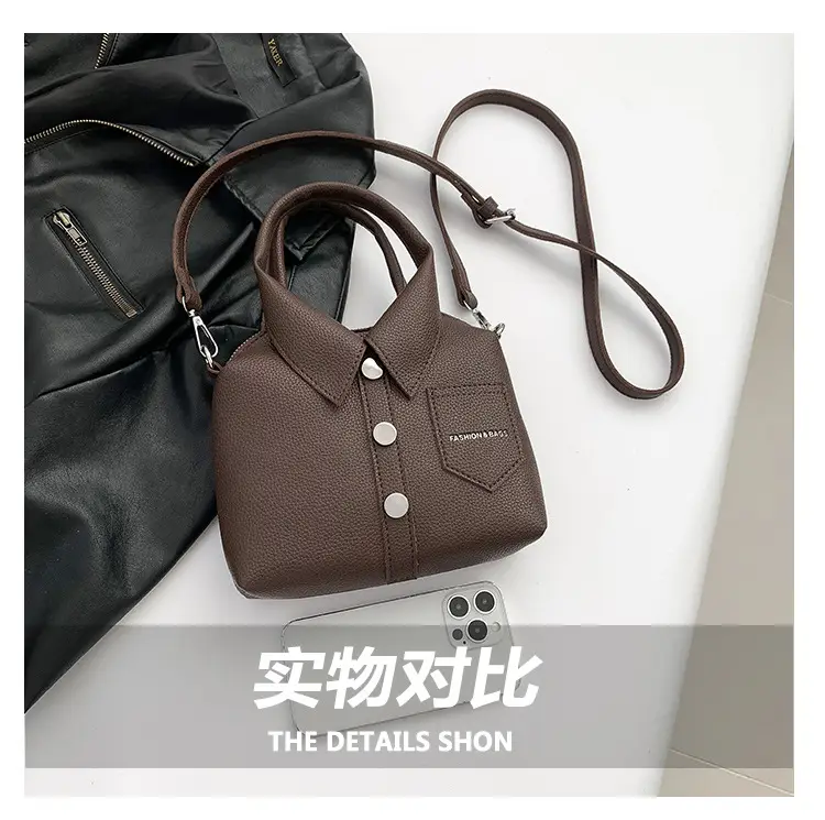Pink Women's Shoulder Crossbody Bag with Pearl Button — feature 7