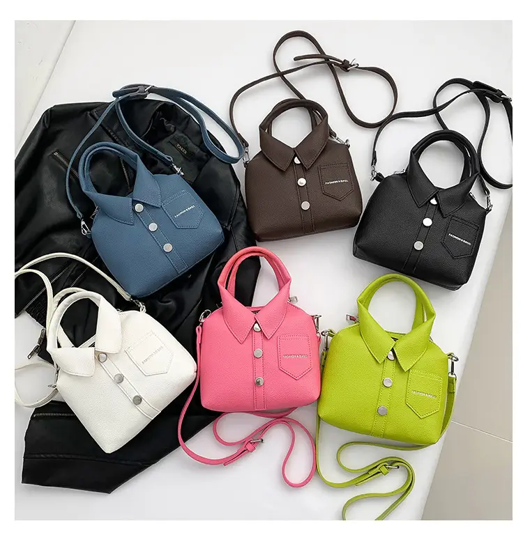 Pink Women's Shoulder Crossbody Bag with Pearl Button — feature 9