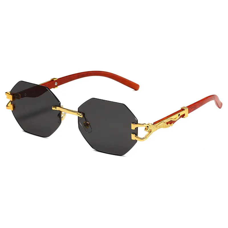 Men's Leopard Mirror Leg Sunglasses Red Gold