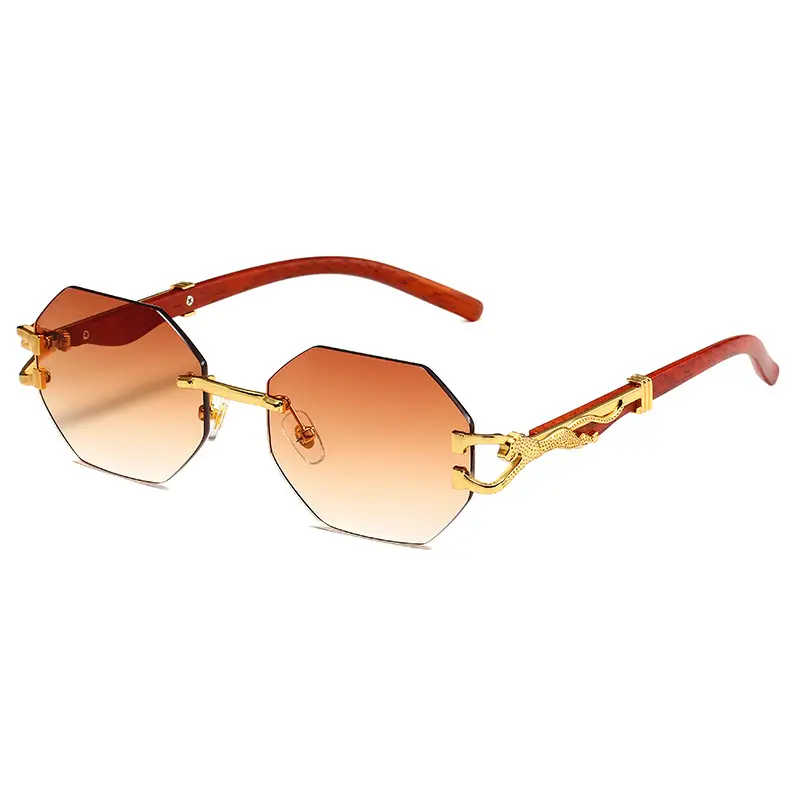 Men's Leopard Mirror Leg Sunglasses Red Gold - Image 3