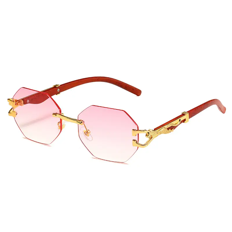 Men's Leopard Mirror Leg Sunglasses Red Gold - Image 4