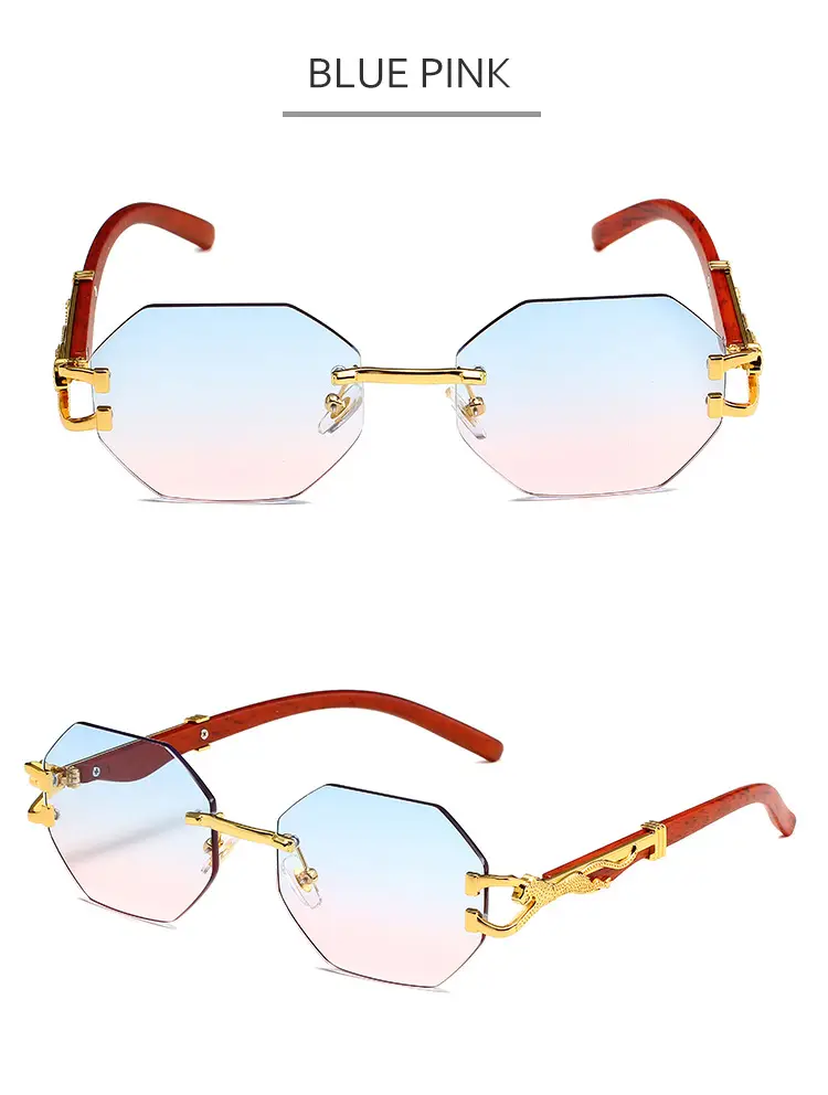 Men's Leopard Mirror Leg Sunglasses Red Gold — feature 12