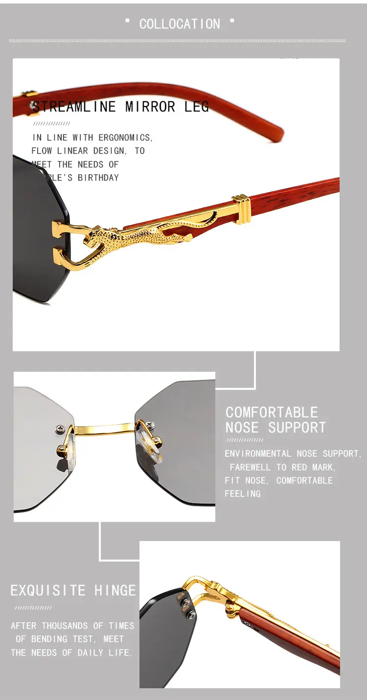 Men's Leopard Mirror Leg Sunglasses Red Gold — feature 14