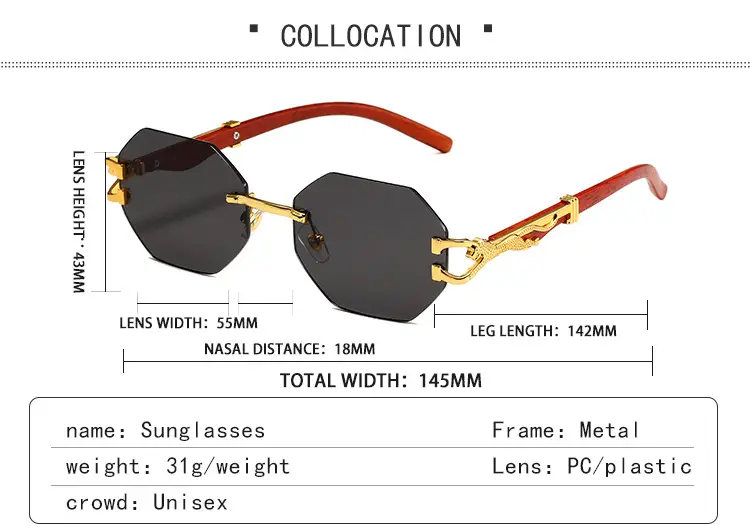 Men's Leopard Mirror Leg Sunglasses Red Gold — feature 5