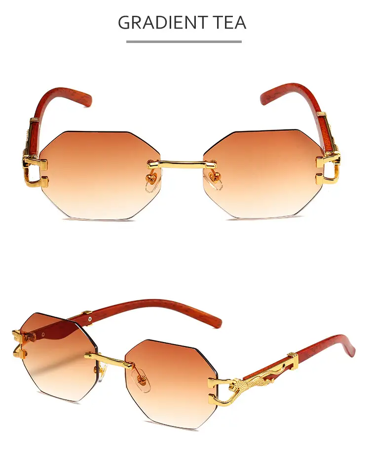 Men's Leopard Mirror Leg Sunglasses Red Gold — feature 8