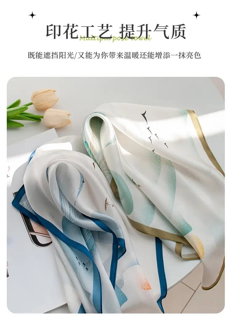 2025 Women's New High-end Small Square Scarf Satin Gloss 100% Mulberry Silk — feature 12