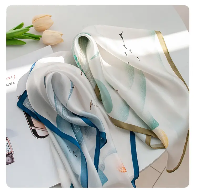 2025 Women's New High-end Small Square Scarf Satin Gloss 100% Mulberry Silk — feature 17