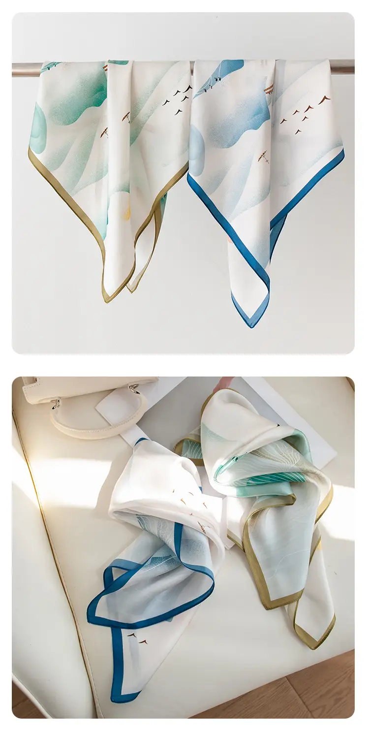 2025 Women's New High-end Small Square Scarf Satin Gloss 100% Mulberry Silk — feature 18