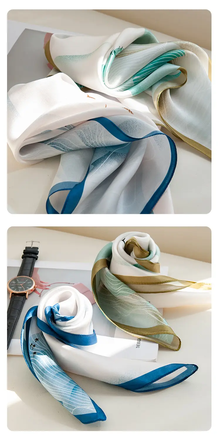 2025 Women's New High-end Small Square Scarf Satin Gloss 100% Mulberry Silk — feature 19