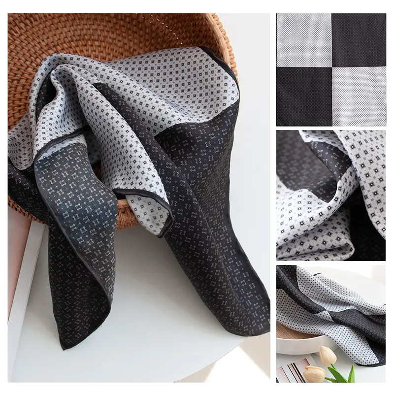 2025 Women's New High-end Small Square Scarf Satin Gloss 100% Mulberry Silk - Image 12