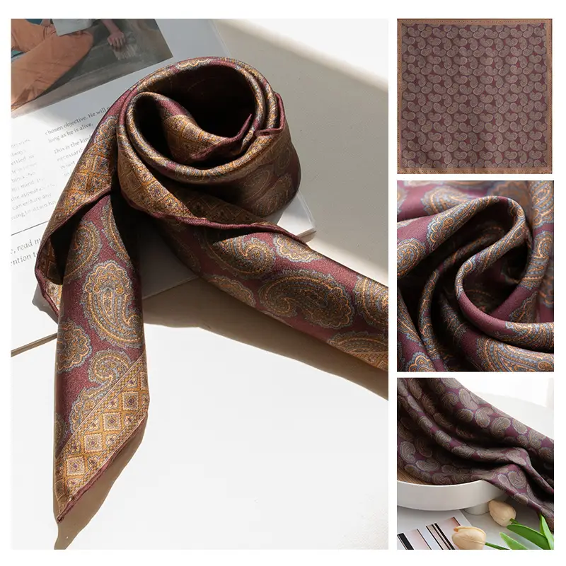 2025 Women's New High-end Small Square Scarf Satin Gloss 100% Mulberry Silk - Image 13