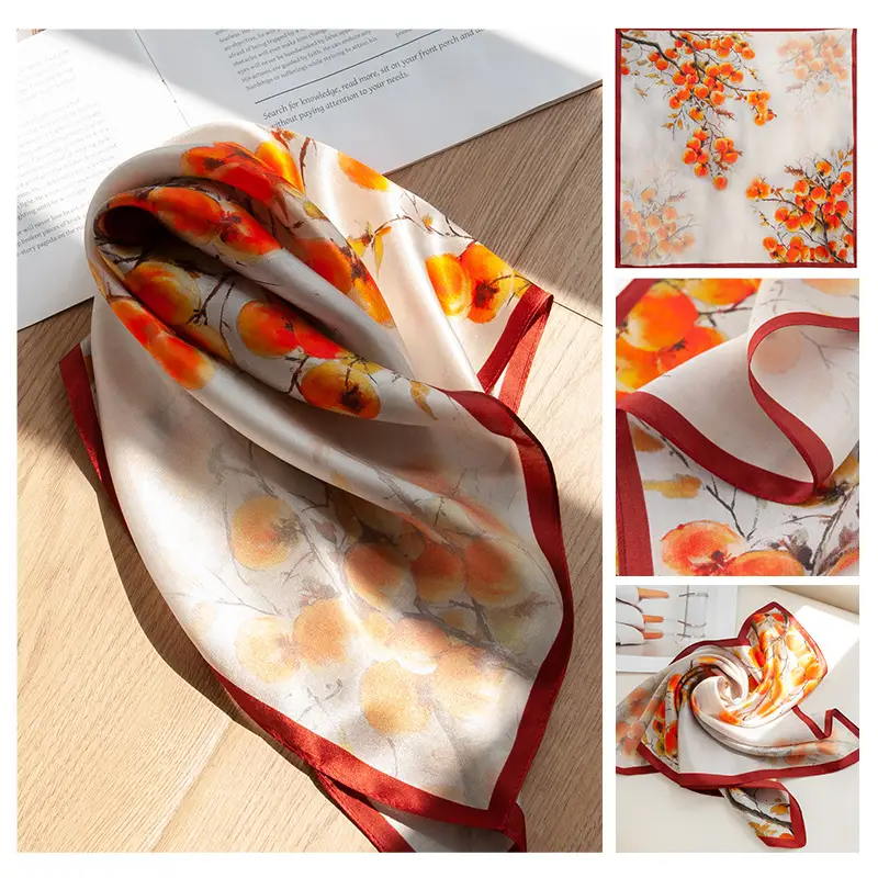 2025 Women's New High-end Small Square Scarf Satin Gloss 100% Mulberry Silk - Image 15
