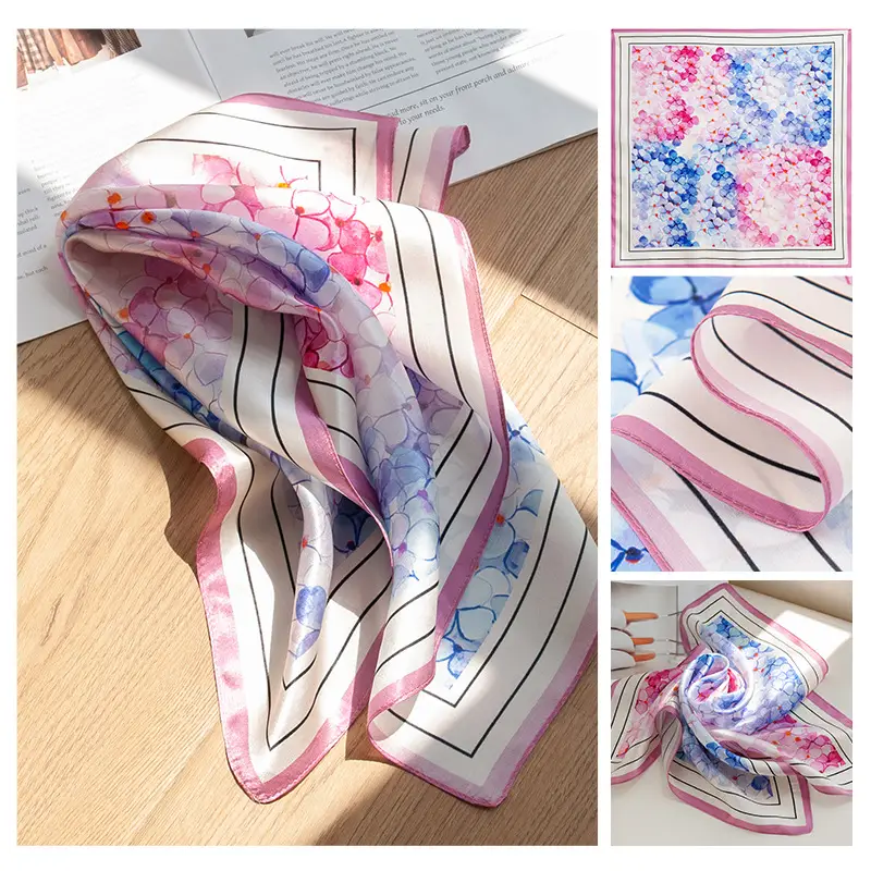 2025 Women's New High-end Small Square Scarf Satin Gloss 100% Mulberry Silk - Image 16
