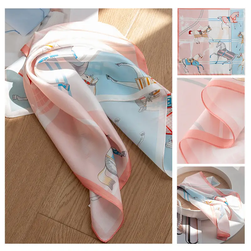 2025 Women's New High-end Small Square Scarf Satin Gloss 100% Mulberry Silk - Image 18