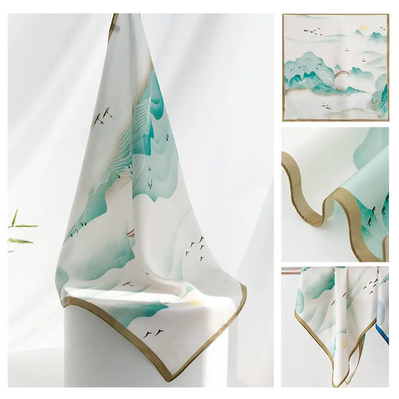 2025 Women's New High-end Small Square Scarf Satin Gloss 100% Mulberry Silk - Image 2