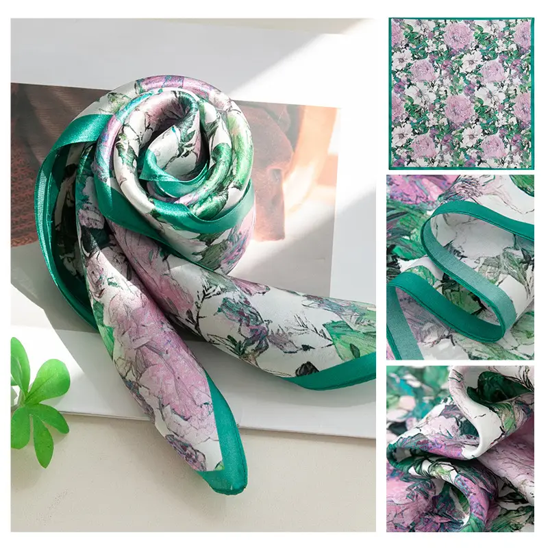 2025 Women's New High-end Small Square Scarf Satin Gloss 100% Mulberry Silk - Image 20