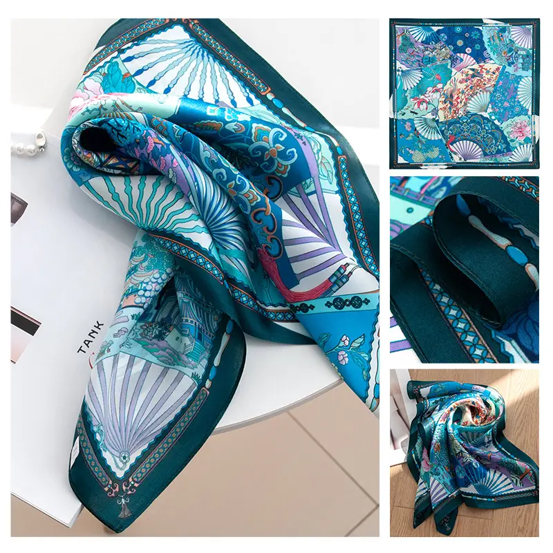 2025 Women's New High-end Small Square Scarf Satin Gloss 100% Mulberry Silk - Image 3