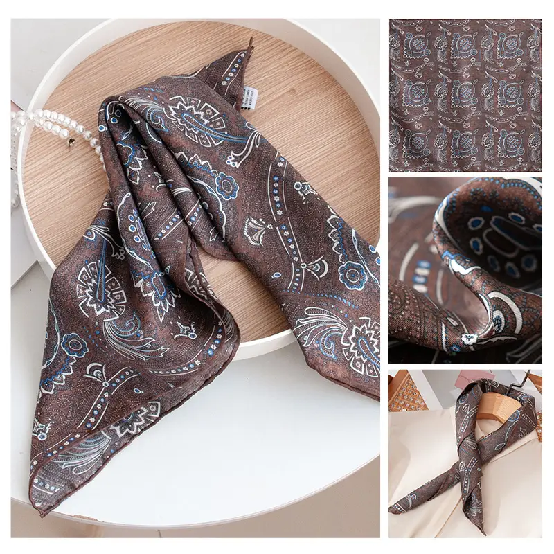 2025 Women's New High-end Small Square Scarf Satin Gloss 100% Mulberry Silk - Image 7