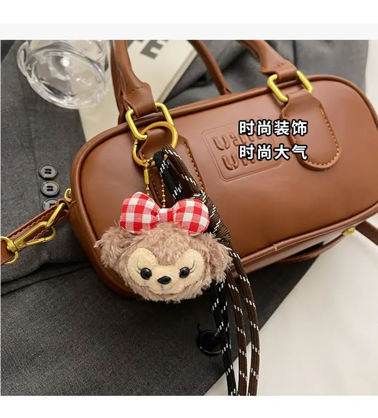 2025 Women's Black Textured Shoulder Bag with Flower Tassel — feature 7