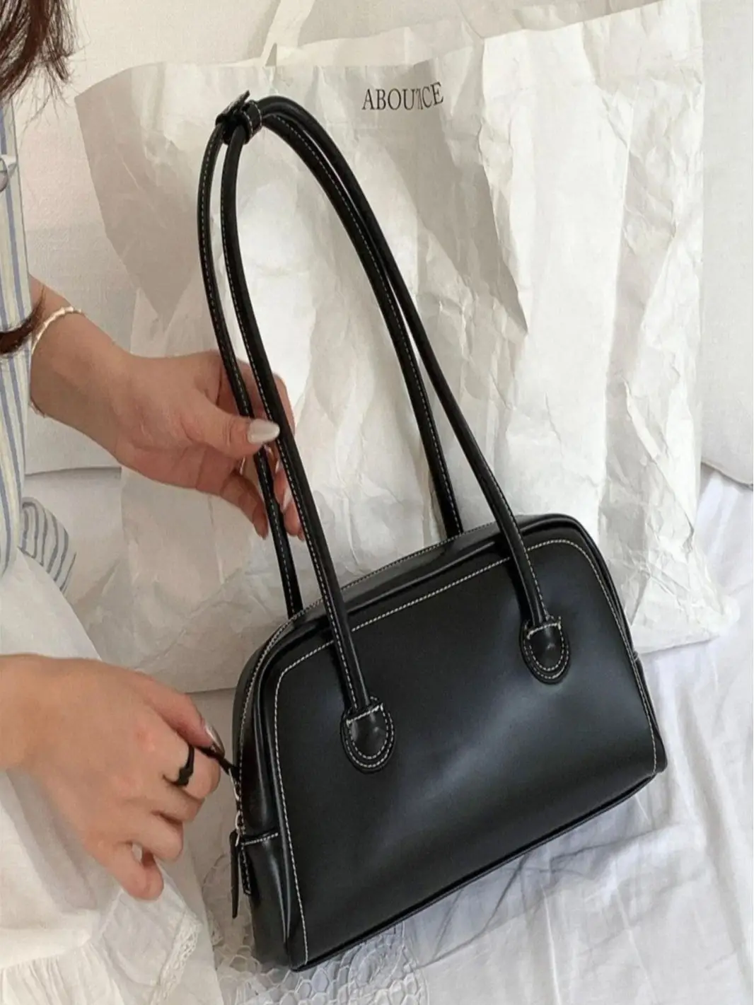 2025 New Arrival Silver Zipper Tote Bag for Women