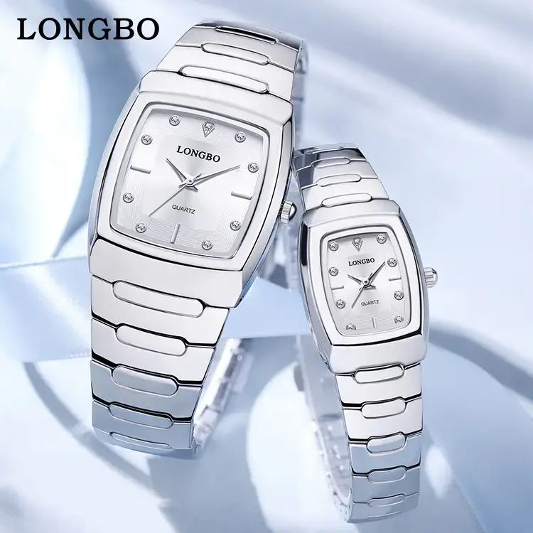 Longbo Gold Silver Quartz Couple Watch with Calendar - Image 16