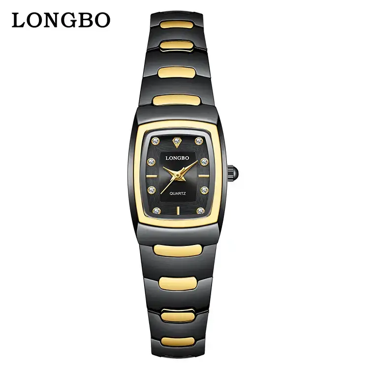 Longbo Gold Silver Quartz Couple Watch with Calendar - Image 10