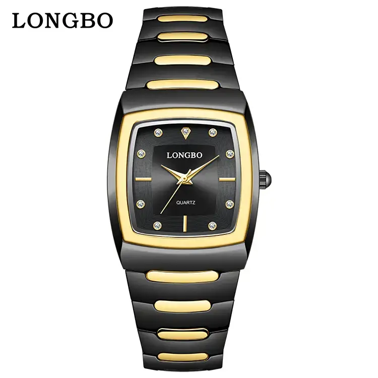 Longbo Gold Silver Quartz Couple Watch with Calendar - Image 2