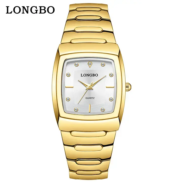 Longbo Gold Silver Quartz Couple Watch with Calendar - Image 3