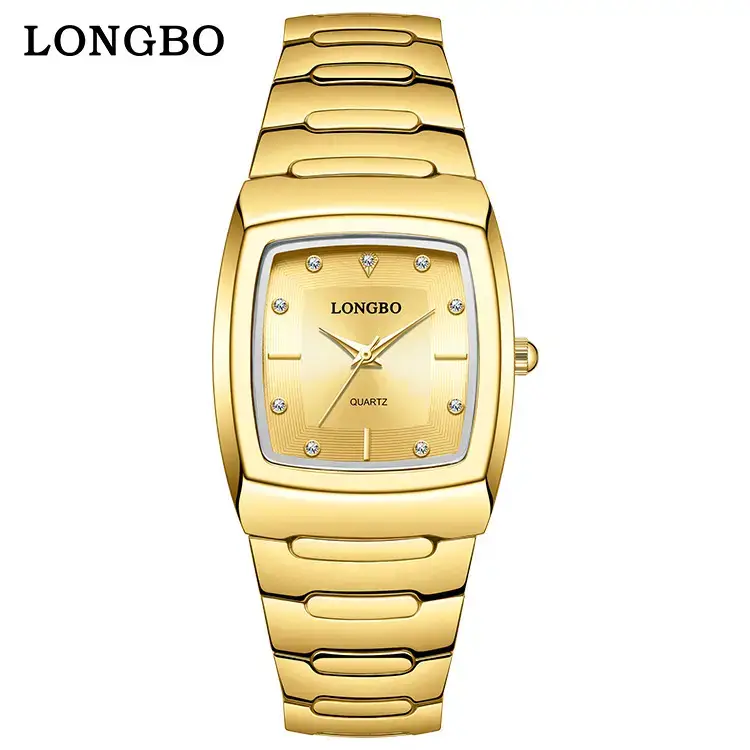 Longbo Gold Silver Quartz Couple Watch with Calendar - Image 4
