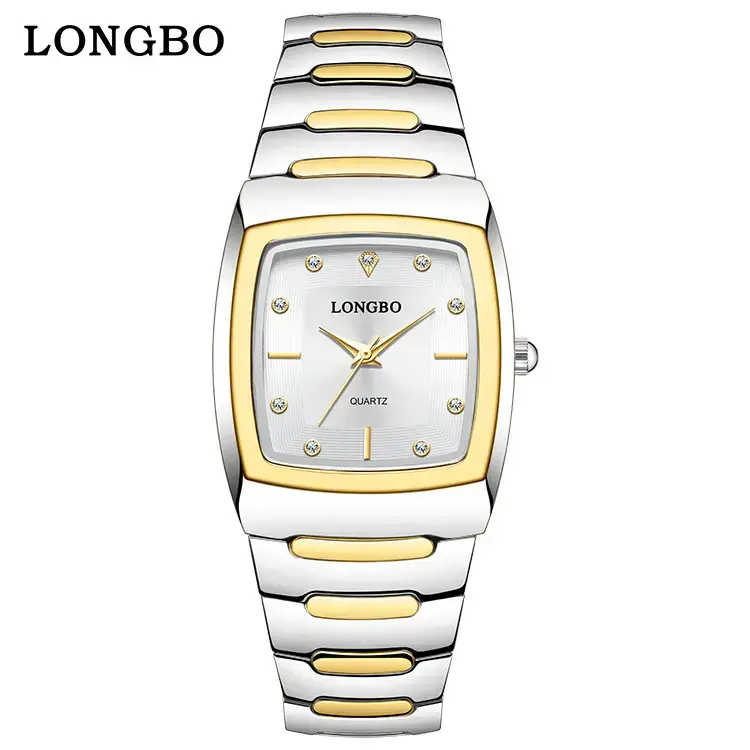 Longbo Gold Silver Quartz Couple Watch with Calendar - Image 7