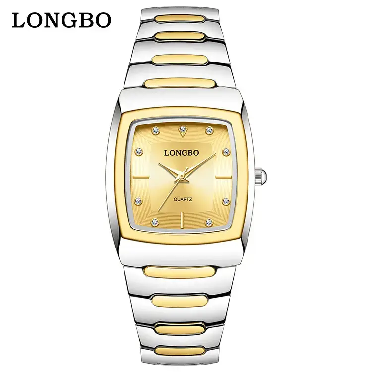 Longbo Gold Silver Quartz Couple Watch with Calendar - Image 8