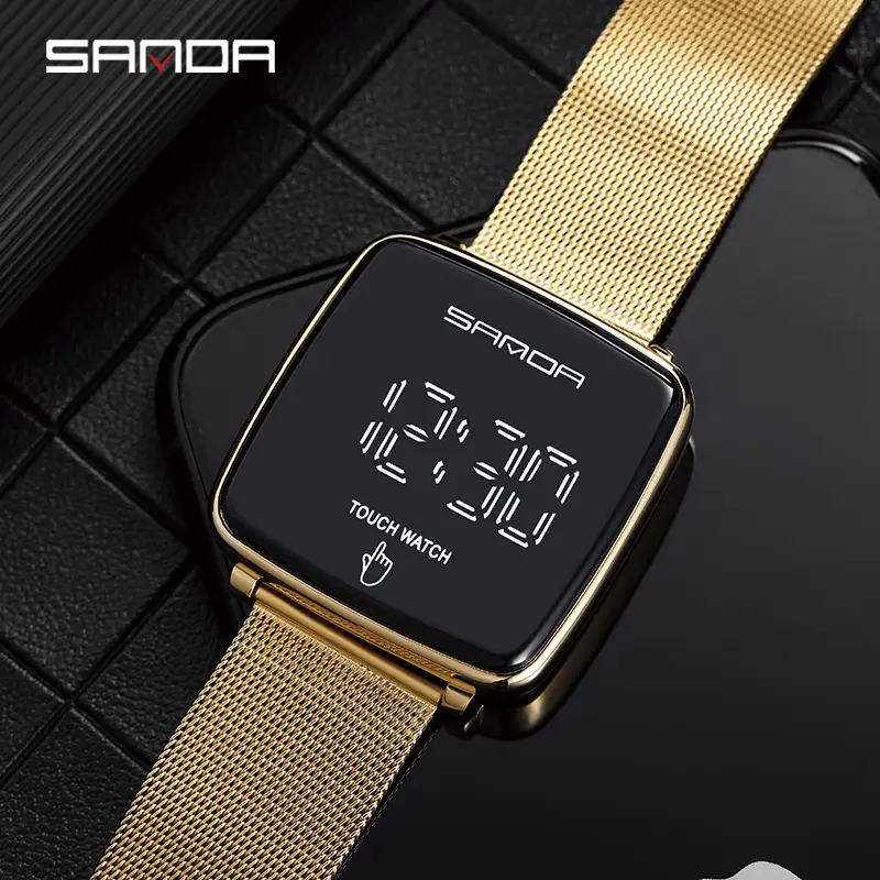 Sanda Touch Screen Watch with Gold Mesh Strap - Image 3