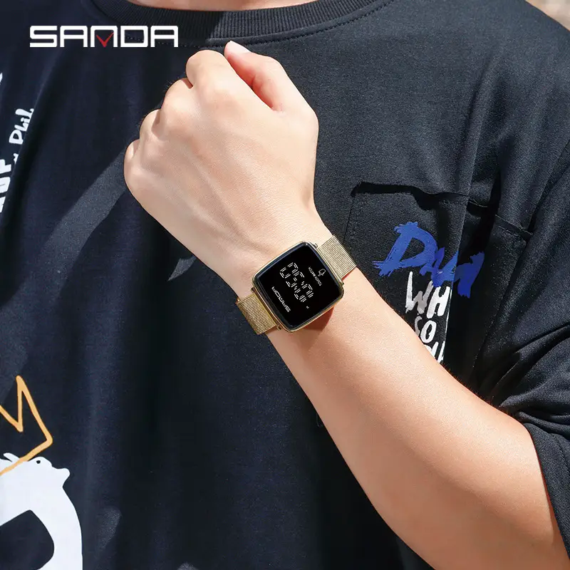 Sanda Touch Screen Watch with Gold Mesh Strap - Image 5