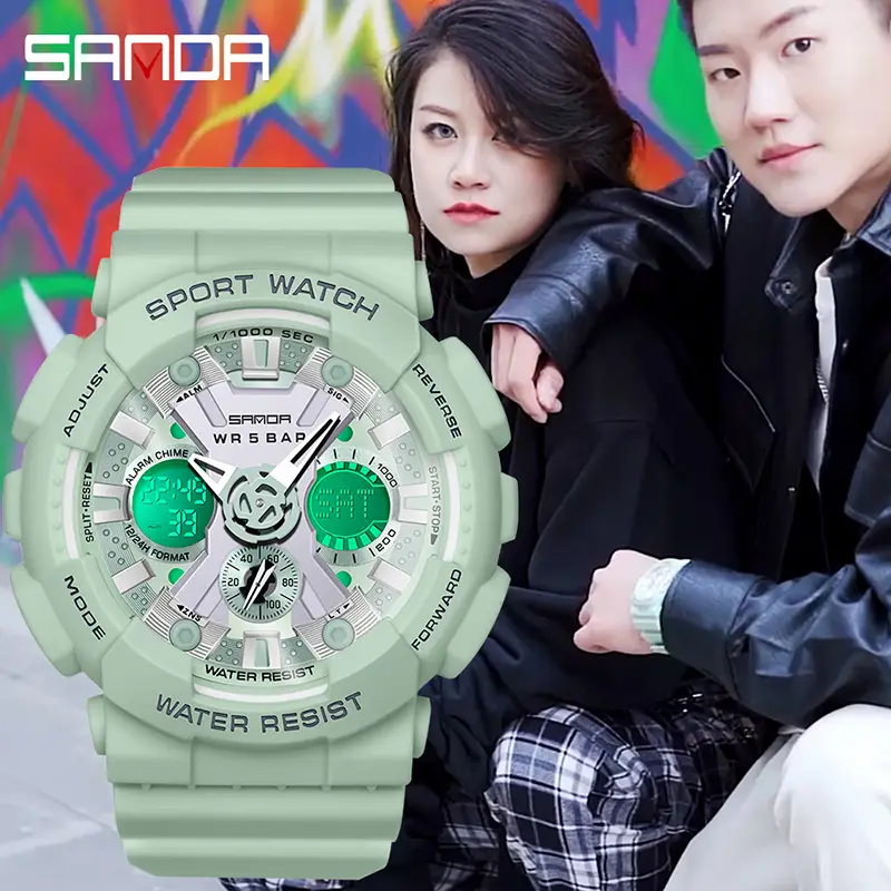 Sanda Gold Water Resistant Sport Watch for Men Women