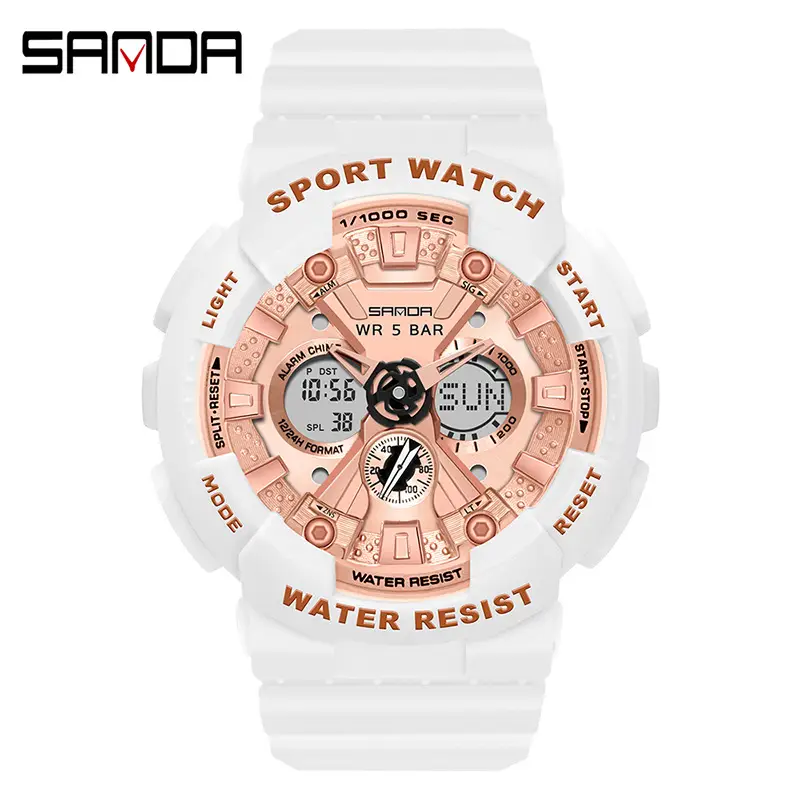 Sanda Gold Water Resistant Sport Watch for Men Women