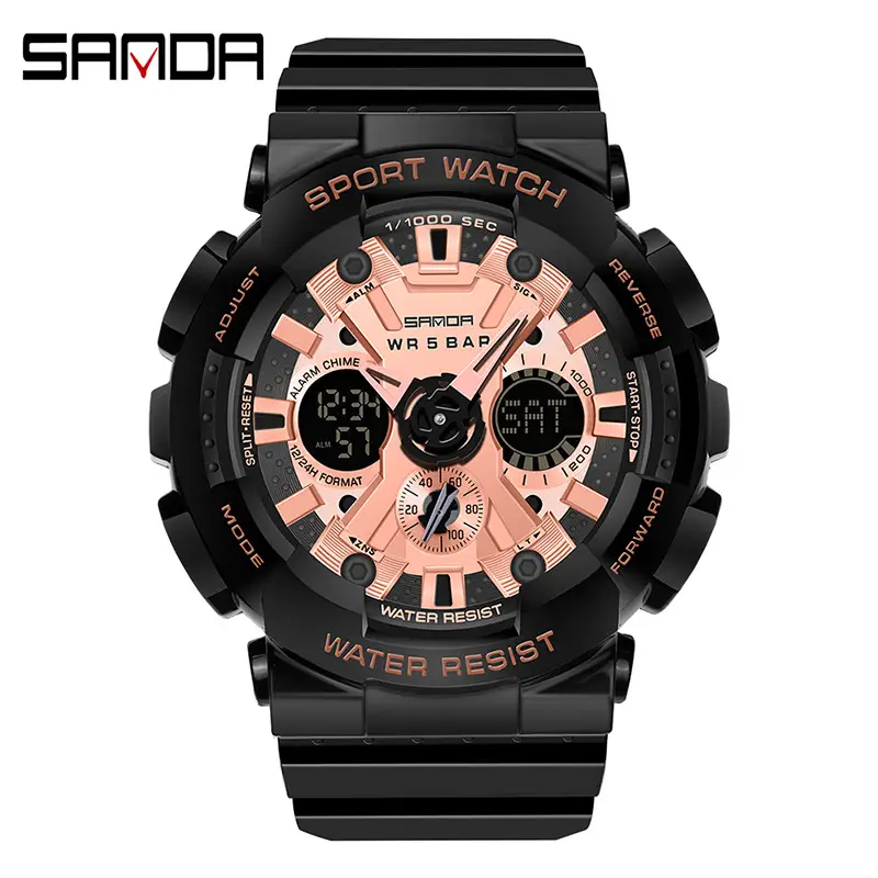 Sanda Gold Water Resistant Sport Watch for Men Women